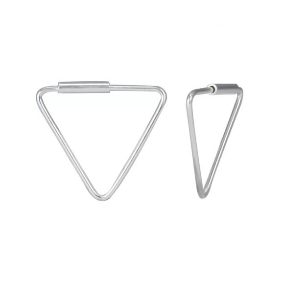 Sterling Silver Triangle Hoops Earrings - Picture 1 of 6